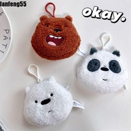 LANFENG Plush Bear Coin Purse, We Bare Bears Storage Bear Plush Doll Card Bag, Earphone Organizer Pouch Soft Cartoon Portable We Bare Bears Plush Wallet Key Lipstick Earphone