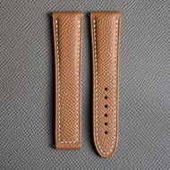 金色棕色 Epsom 小牛皮訂製錶帶，適用於 Omega 摺疊錶扣