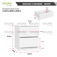 OKURA Modern Side Table Coffee Table Rak Kecil Tepi Katil Almari Side Bed Sofa Beside Table with 2 D