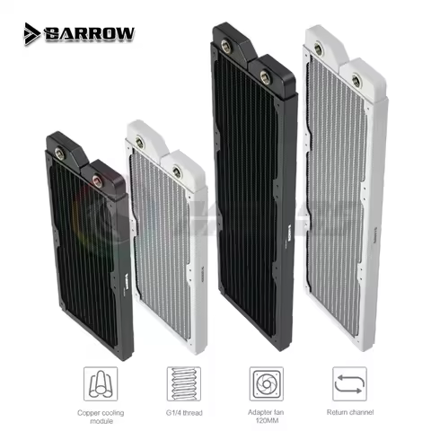 BARROW 20mm Silm Copper Radiator Computer Case Water Discharge Liquid Heat Exchanger Match 12cm Fans