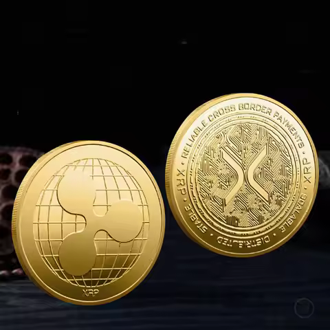 Ripple Coin XRP CRYPTO Commemorative Ripple XRP Collector's Coin New Gold Silver Plated Iron Art Col
