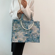 Beg Tote Lukisan Minyak Taman Niche Pearl Jacquard Monet Garden