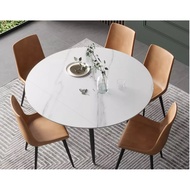 Extendable Round Sintered Stone Dining Table Non Glossy