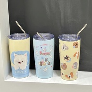 Korean Style Cartoon Puppy Thermos Cup High-value Stainless Steel Water Cup High Temperature Portabl