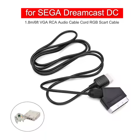 RGB Scart Cable For SEGA Dreamcast DC Replacement TV AV Lead RGB Scart Cable Image Definition Improv