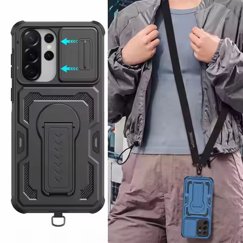 Armor Cell Phone Cover Case for Samsung Galaxy S25 Ultra S25 S 25 S25ultra Lens Protective with Lany