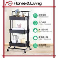 AO Home 3 Tier Multi-functional Metal Trolley PP Tray Storage Rack Office Shelves Book Shelving Toys