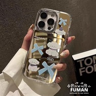 Blue Bow Puppy Makeup Mirror Phone Case For Vivo V40 V30E V30 V29 V27 Z7 T2 Y200 Pro V29E V25E V23E 