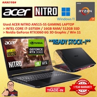 #AN198 USED ACER Nitro 5 AN515-55 intel i7-10750H 16GB 512GB SSD Nvidia RTX3060 RTX 3060 Gaming Lapt