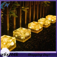5 Pcs Solar Glass Brick Light Ice Cubes Lights LED Landscape Light for Christmas Outdoor Path Road Y
