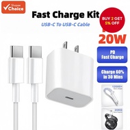 PD 20W USB-C Fast Charger Smart Power Adapter With TYPE-C Cable Cord For iPH Phone 15 16 17 Samsung
