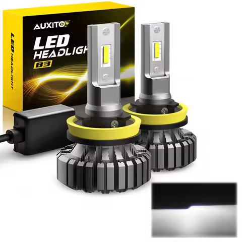 AUXITO 2Pcs Fanless H8 H11 LED Headlight Bulbs 6500K White H9 H16(JP) 9005/HB3 9006 HB4 9012 HIR2 H7