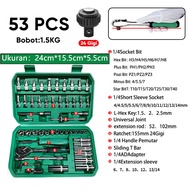 ISKU Kunci 1Set Lengkap 82pcs Kunci Sok Set Lengkap 1/2 1/4 Kunci Bengkel Motor Komplit Perkakas