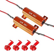 2 PCS Load Resistor,LED Turn Signal Resistor Flasher Adaptor with Wire and Clip,50W 6ohm LED Load Re
