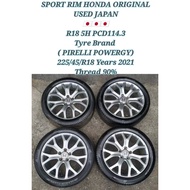 Sport Rim Honda 5H PCD114.3 7JJ With Tyre Pirelli 225 / 45 / R18 For Odyssey / Stream / HR-V / BR-V / Accord / WR-V