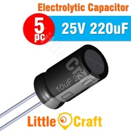 5pcs  Electrolytic Capacitor 25V 220uF