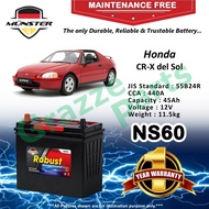 Münster Robust MF CMF NS60 | 55B24R (45AH) Car Battery Bateri Kereta for Honda CR-X CRX del Sol