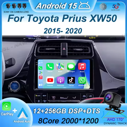 Android 15 Car Radio GPS RDS For Toyota Prius XW50 2015 - 2020 Video Player 2 din 4G WIFI 360 Camera