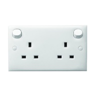 Schneider Electric S-Classic E25 2 Gang 13A Switched Socket Outlet Dual BS1363 Socket with Safety Sh