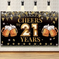 5x3ft 21st Birthday Photography Backdrop Cheers to 21 Years Birthday Background Black Gold 21 Birthd