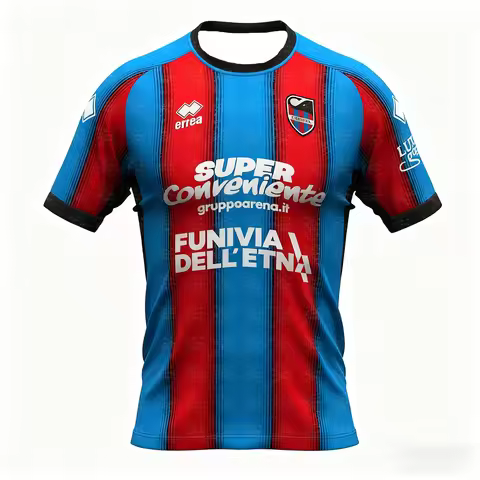 Catania 2025-26 Home Shirt, Made By Errea. Jersey Version Short-sleeved Football 3D Digital Men's an