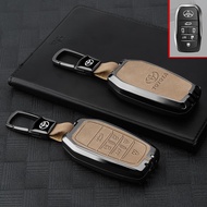 Metal+Leather Key Cover Casing Accessories For Toyota Vellfire Alphard 6 Button