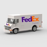 MOC building block FedEx transport truck DIY building block toy assembly model simulation large truc