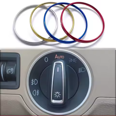 Car Headlight Switch Decorative Frame Trim Ring Sticker Fit For Volkswagen VW Golf Jett MK5 MK6 Pass