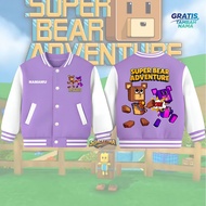 SIJACKETMU - SUPER BEAR ADVENTURE BASEBALL & ZIPPER JACKET FOR KIDS SUPER BEAR UNISEX FOR BOYS AND G