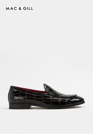 MAC & GILL men’s evening and party wear Leather Patent LEATHER LOAFER รองเท้าแบบสวมหนังแท้แบบหนังแก้