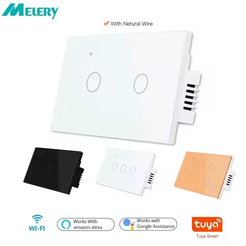 Melery Wifi Smart Light Switch 1/2/3/4 gang Glass Wall Touch Sensor 2/3 Way Wireless Remote Control 