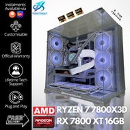 Custom Gaming PC Desktop Computer - AMD Ryzen 7 7800X3D + RX 7800 XT 7800XT 16GB - White Aesthetic