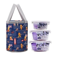 bộ 3 hộp đựng cơm thủy tinh lock&lock 380-650-950ml - bộ 3 hộp cơm kèm túi