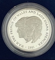 1981 Royal Wedding Commemorative Crown Prince of Wales Lady Diana Spencer 925 Silver Coin (1981年威爾斯王