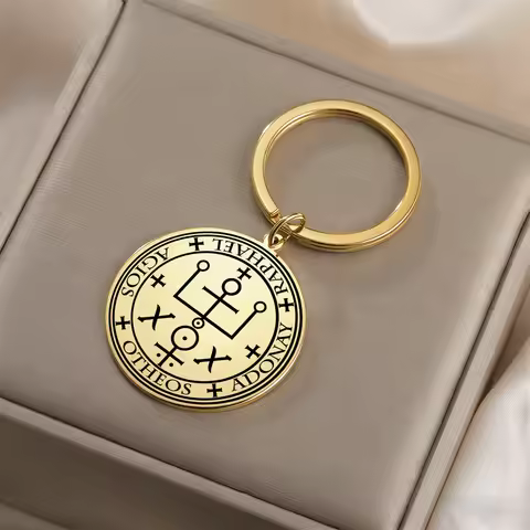 EUEAVAN Archangels Seal Keychain MICHAEL GABRIEL RAPHAEL AZRAEL CAMAEL Seal Talisman Keyring Stainle