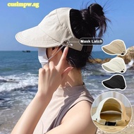 Summer Wide Brim Sunhat Women Sun Hats Foldable Adjustable Outdoor Beach Bucket Hat UV Protection Visors Fisherman Ponytail Caps