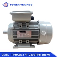 Famoze Pro Dinamo 1 Phase 2 HP 2800 RPM GMYL 2 PK 2 Pole Elektro Motor Gearbox Mesin Giling Dll