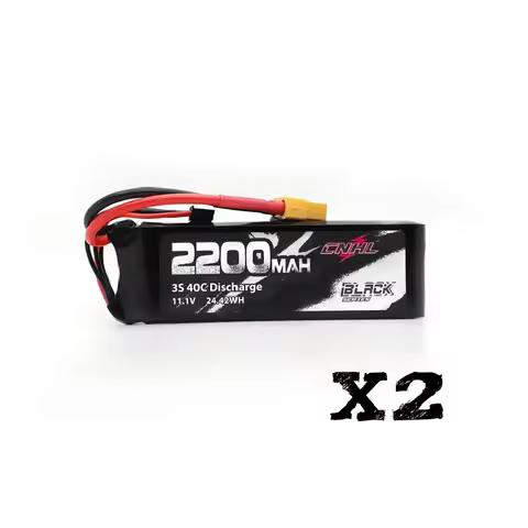 2 Packs CNHL Black Series 2200mAh 3S 11.1V 40C Lipo Battery with XT60 Plug