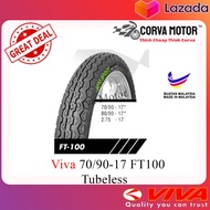 TAYAR VIVA TUBELESS FT100 TAYAR MOTORSIKAL TUBELESS (70/90-17 80/90-17)
