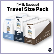 Milk Baobab Travel Shampoo | Treatment | Body Wash 10g X 50 pouches - White Musk Scent | Baobab Extr