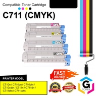 Compatible Oki C711 Black / Cyan / Magenta / Yellow Toner Cartridge for C710n / C710dn / C710dtn / C