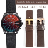 Top Cowhide Leather Strap for Diesel DZ4343/4405/7257/4423 Large Dial Leather Plain Weave Watch Band