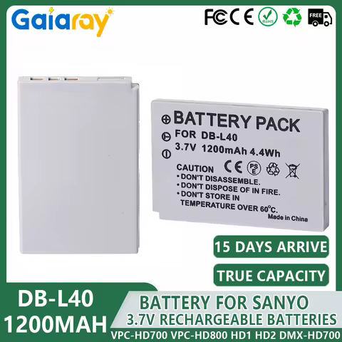 1-6Pcs DB-L40 DBL40 DB-L40A DBL40A Digital Camera Battery for Sanyo VPC-HD700 VPC-HD800 HD1 HD2 DMX-