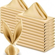 6/12/16/24pcs Gold Satin Napkins, 16.93*16.93 Inches, Decorative Napkins, Square Napkins, Silky Eleg