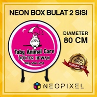 NEON BOX BULAT ACRYLIC DIA 80 CM 2 SISI LED LIGHT BOX BULAT + PRINTING