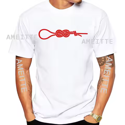 Climbing Rope Knot Designed Mountain Climber Bouldering Funny T-Shirt Men Short Sleeve Climb Sport B