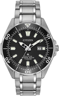 Citizen Eco-Drive Promaster Diver Mens Watch Silver Bracelet Black Dial