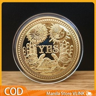 3D Embossed Copper Plated YES NO Decision Lucky Coin Vintage Relief Pattern Flip Coin