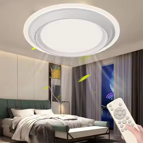 Modern Bladeless LED Ceiling Fan lamps Remote Control 6 Speed Invisible Bladeless Electric Fan Bedro