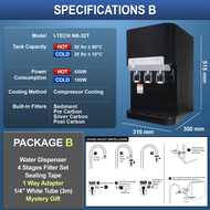 I-TECH Hot Normal Cold Tabletop Water Dispenser NB-32T - Compressor Cooling - 4 Stages Antibacterial